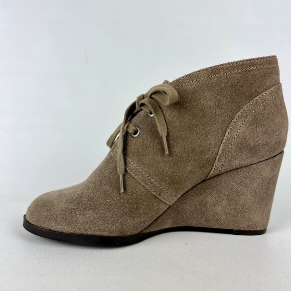 Lucky Brand Womens Seleste Suede Lace Up Wedge Bootie Taupe Beige size 8 - Picture 6 of 16